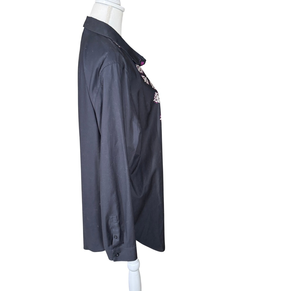 Chico's Purple Medallion No Iron Stretch Tunic Button Down Chico's Size 3.5 18 - Picture 7 of 16